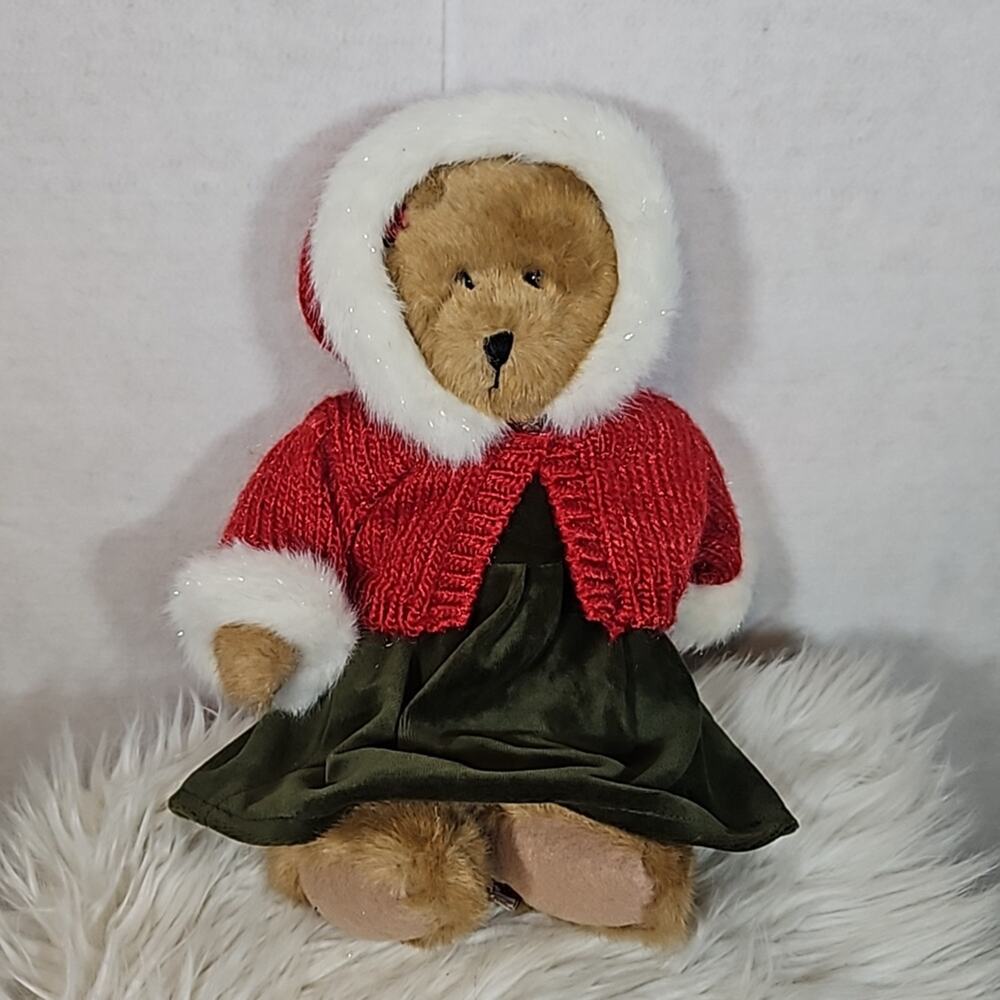 VTG Boyds Bear Alexis Christmas Holiday Plush Bear Heart to Heart Green Dress